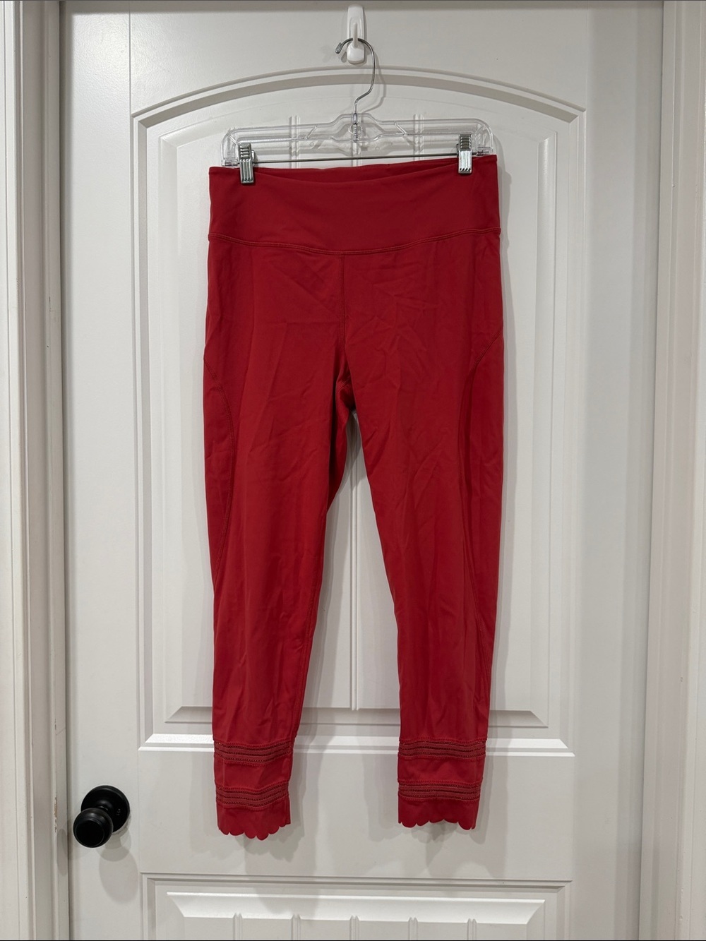 EUC FP Movement by Free People Red Leggings with Scalloped Hem